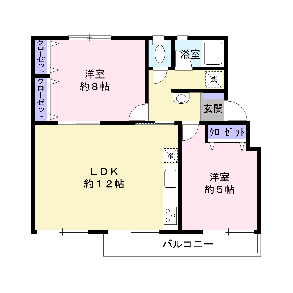 1階部分2LDKのお部屋です